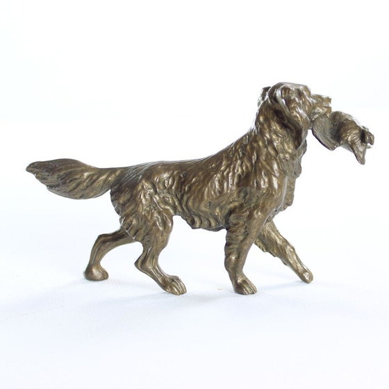 Image 1 of Vintage bronzen beeld van jagende retriever, Tsjecho-Slowakije jaren 1930