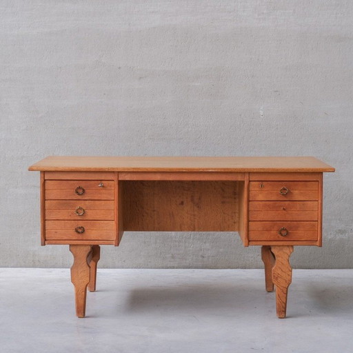 Deens eikenhouten bureau Mid Century, 1960