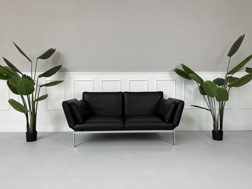 Brühl Roro Designer Leder Zwart Sofa Bedbank