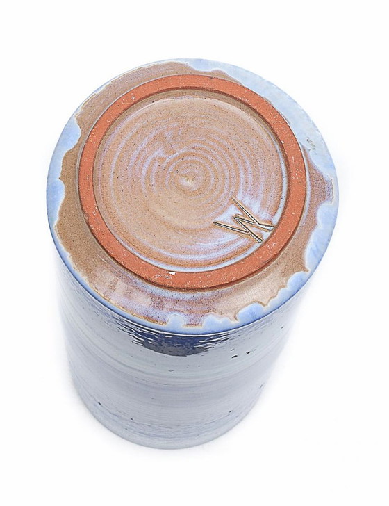 Image 1 of Blauw geëmailleerde vaas