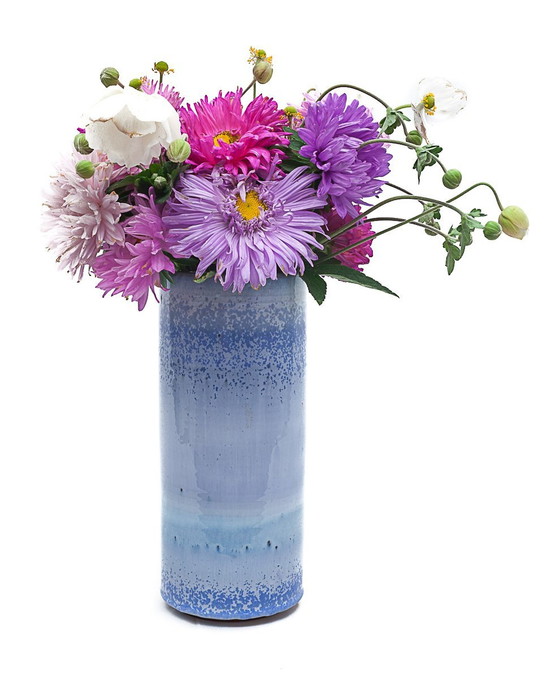 Image 1 of Blauw geëmailleerde vaas