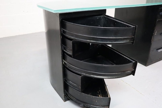 Image 1 of 1930'S Modernist Desk In Black Lacquered Metal