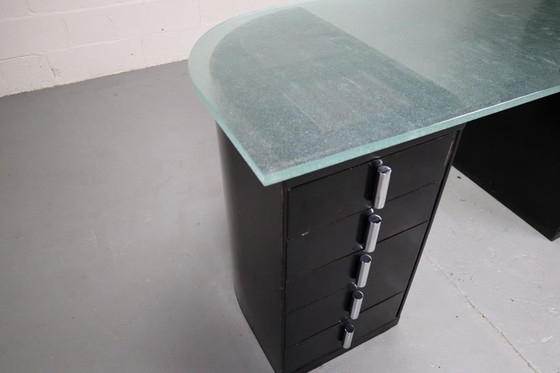 Image 1 of 1930'S Modernist Desk In Black Lacquered Metal