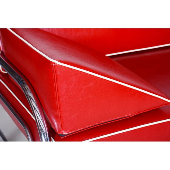 Image 1 of Vintage kersenrode leren fauteuil van Slezak Factories, jaren 1930