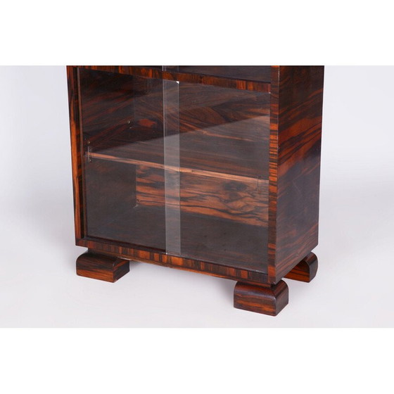 Image 1 of Vintage boekenkast van macassar en glas door Oldřich Liška, Tsjecho-Slowakije 1930