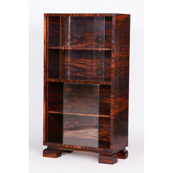Image 1 of Vintage boekenkast van macassar en glas door Oldřich Liška, Tsjecho-Slowakije 1930