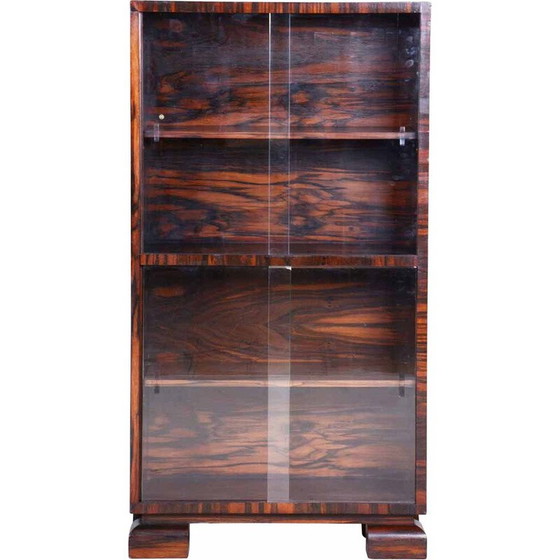 Image 1 of Vintage boekenkast van macassar en glas door Oldřich Liška, Tsjecho-Slowakije 1930