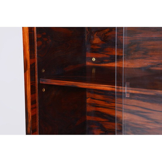 Image 1 of Vintage boekenkast van macassar en glas door Oldřich Liška, Tsjecho-Slowakije 1930