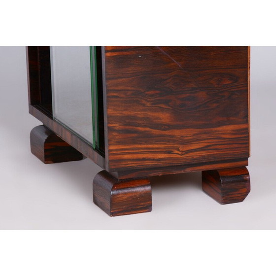 Image 1 of Vintage boekenkast van macassar en glas door Oldřich Liška, Tsjecho-Slowakije 1930