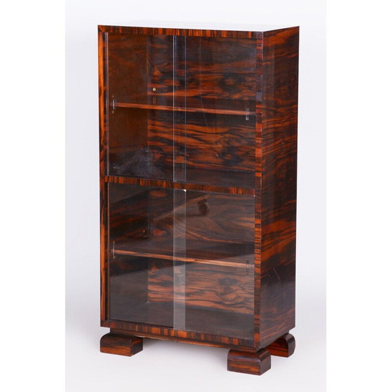 Image 1 of Vintage boekenkast van macassar en glas door Oldřich Liška, Tsjecho-Slowakije 1930
