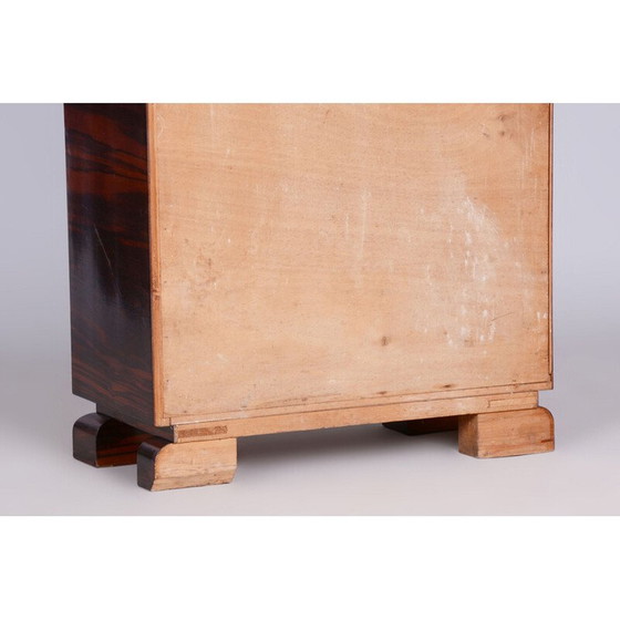 Image 1 of Vintage boekenkast van macassar en glas door Oldřich Liška, Tsjecho-Slowakije 1930