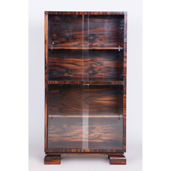 Image 1 of Vintage boekenkast van macassar en glas door Oldřich Liška, Tsjecho-Slowakije 1930