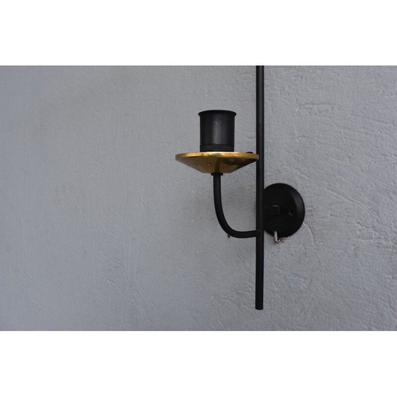 Image 1 of Paar vintage koperen metalen en opaline wandlampen van Stilnovo, 1960