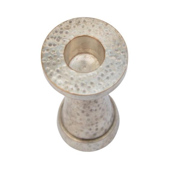 Image 1 of Vintage verzilverde en messing kandelaar, Denemarken 1970