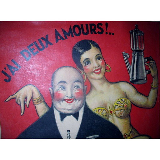 Vintage reclameposter "j'ai deux amours!" van Paul Mohr, 1946