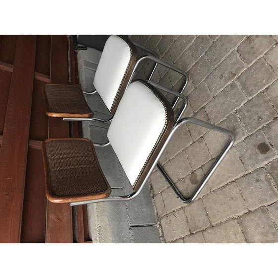 Image 1 of Paar Mid Century gestoffeerde Cesca stoelen Italië 1970