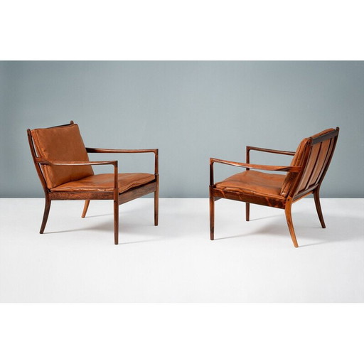 Paar "Samso" rozenhouten loungestoelen van Ib Kofod-Larsen 1960