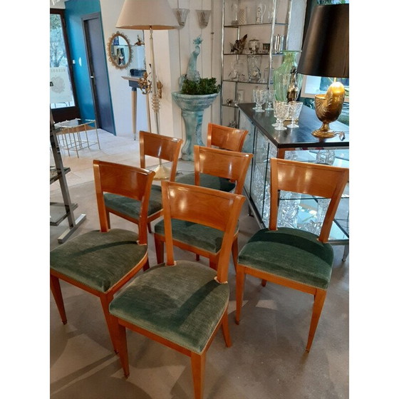 Image 1 of Suite van 6 vintage art deco stoelen Dominique 1940