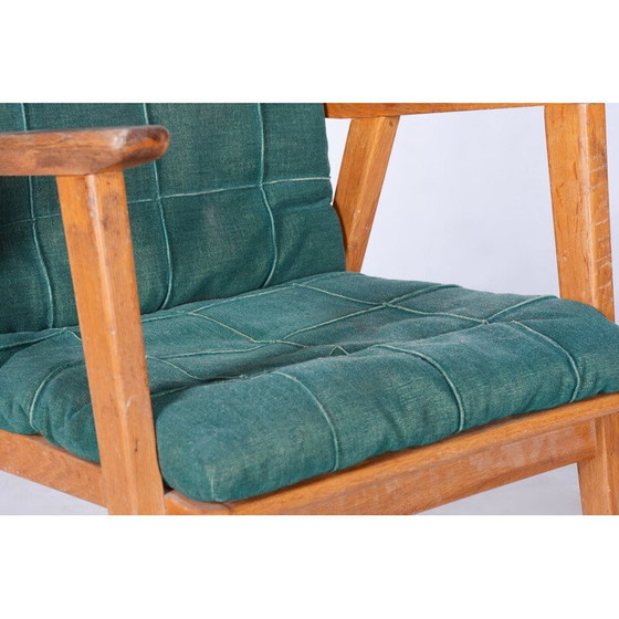 Image 1 of Vintage eikenhouten fauteuil van Jan Vanek, Tsjecho-Slowakije 1950