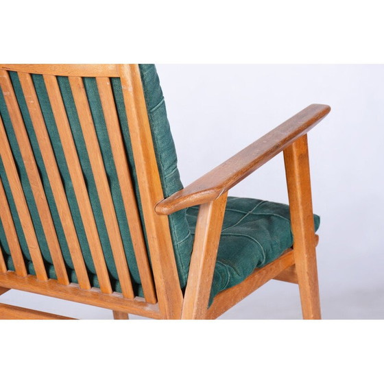 Image 1 of Vintage eikenhouten fauteuil van Jan Vanek, Tsjecho-Slowakije 1950