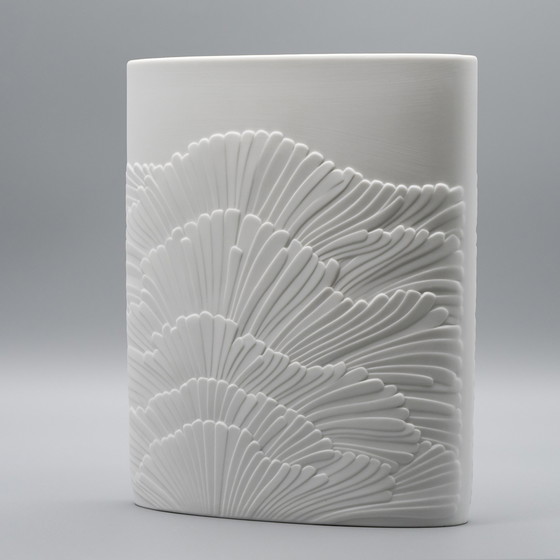 Image 1 of Rosenthal Rosamunde Nairac Bisque Porseleinen Anemone Vaas Duo Op-Art H19Cm +23Cm