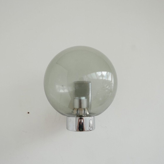 Image 1 of Paar vintage wandlampen van glas en chroom Holland 1970