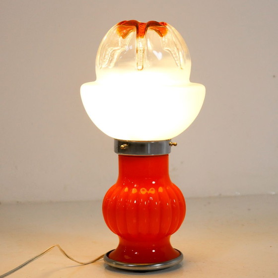 Image 1 of Space Age Murano oranje tafellamp Fungo