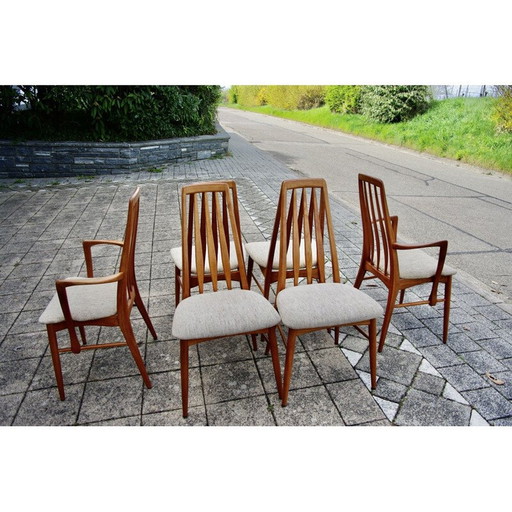 Set vintage Eva 4 stoelen en paar fauteuils van Koefoed