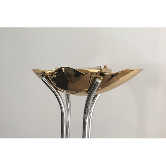 Image 1 of Vintage vloerlamp in chroom, messing en marmer 1970