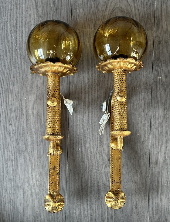 Image 1 of Kasteel Lampen Antiek Art Deco Wand Lamp Jaren 20