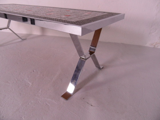Image 1 of Vintage chromen salontafel met tegels 1960's