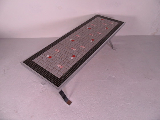 Image 1 of Vintage chromen salontafel met tegels 1960's