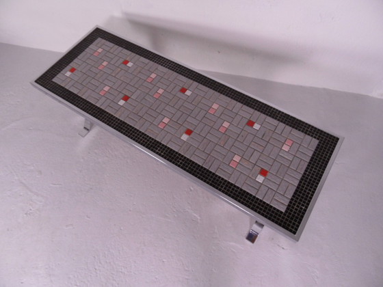 Image 1 of Vintage chromen salontafel met tegels 1960's