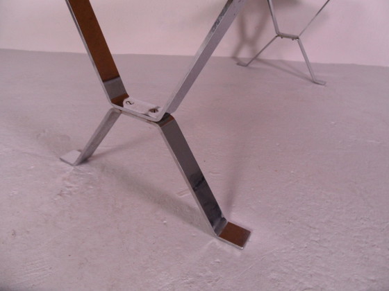 Image 1 of Vintage chromen salontafel met tegels 1960's