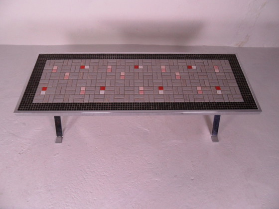 Image 1 of Vintage chromen salontafel met tegels 1960's