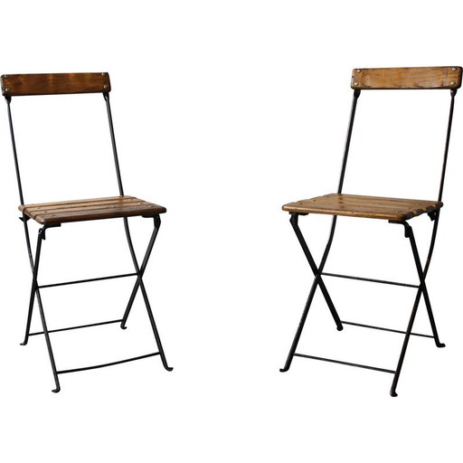 Paar inklapbare bistrostoelen, Frankrijk 1930