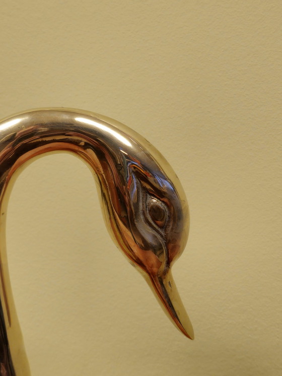 Image 1 of Grote Vintage Messing Zwaan Vogel