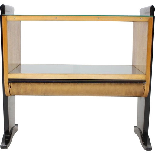 Vintage art deco bar van glas en hout door Jindřich Halabala, Tsjecho-Slowakije 1930