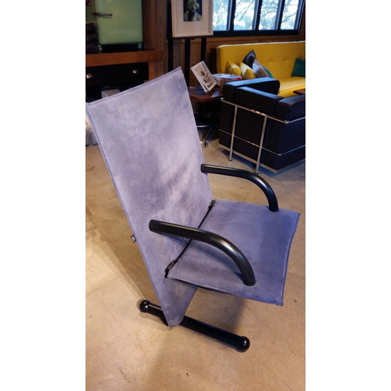 Image 1 of Artflex "T-Line" fauteuil in blauw alcantara, Burkhard VOGTHERR - 1984