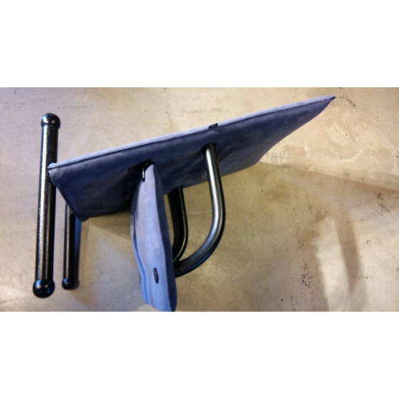 Image 1 of Artflex "T-Line" fauteuil in blauw alcantara, Burkhard VOGTHERR - 1984