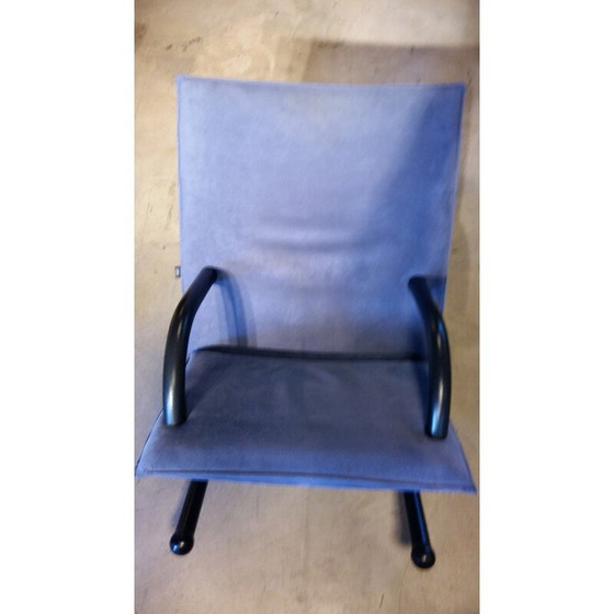 Image 1 of Artflex "T-Line" fauteuil in blauw alcantara, Burkhard VOGTHERR - 1984