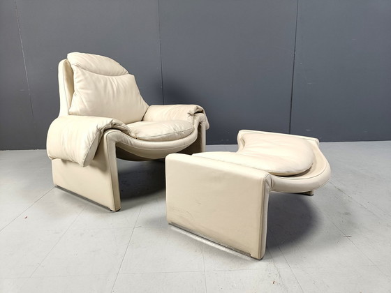 Image 1 of Vintage P60 Leren Loungestoel Door Vittorio Introini Voor Saporiti, 1970S