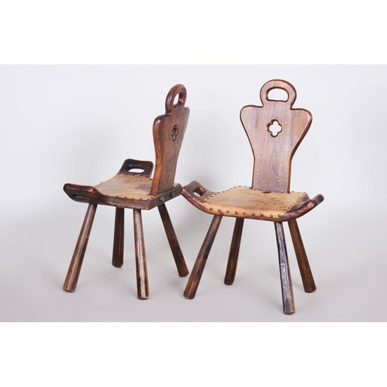 Image 1 of Paar vintage Art Deco fauteuils Krásná Jizba, Tsjecho-Slowakije jaren 1940