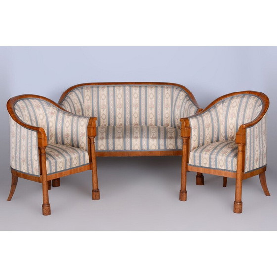 Image 1 of Vintage Biedermeier zitset van berkenhout, Oostenrijk 1830
