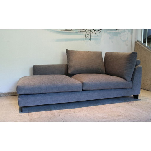 2-zits Lazy Time vintage sofa in massief berken en zwart gelakt metaal voor Camerich