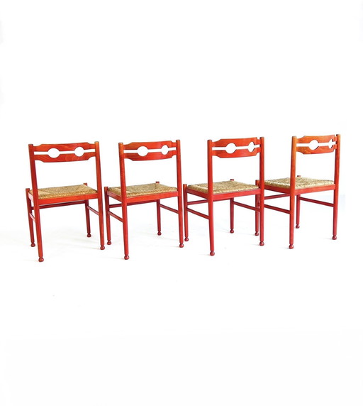 4X Vintage Rush Eetkamerstoelen ‘70