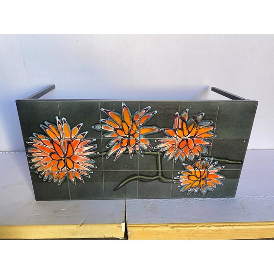 Image 1 of Vintage grijs keramiek en zwart stalen salontafel, 1960