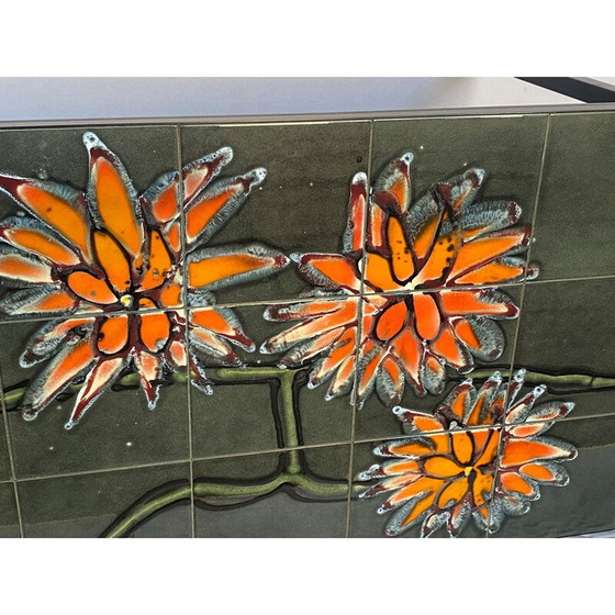 Image 1 of Vintage grijs keramiek en zwart stalen salontafel, 1960