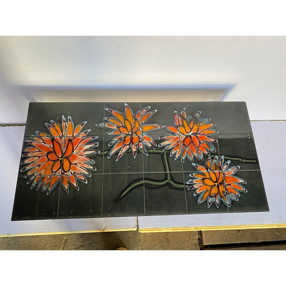 Image 1 of Vintage grijs keramiek en zwart stalen salontafel, 1960