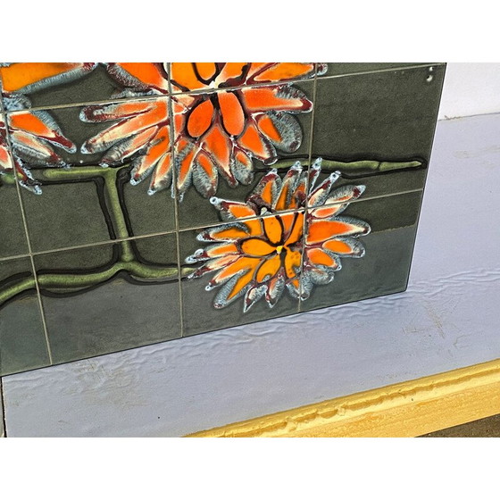 Image 1 of Vintage grijs keramiek en zwart stalen salontafel, 1960